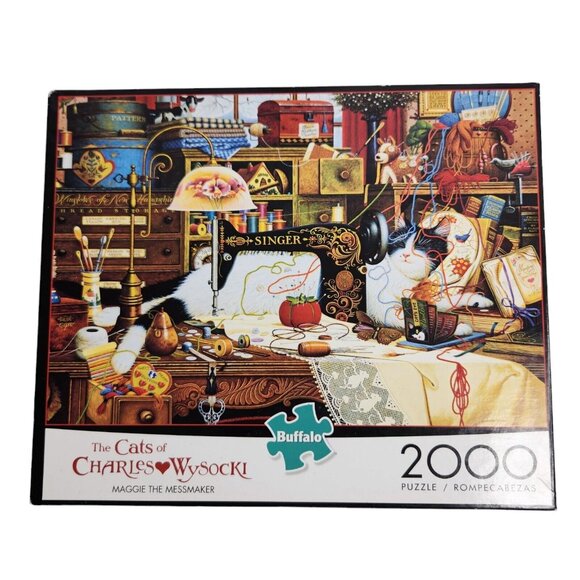 The Cats of Charles Wysocki Maggie the Mess Maker 2000 Piece Puzzle - Picture 3 of 5